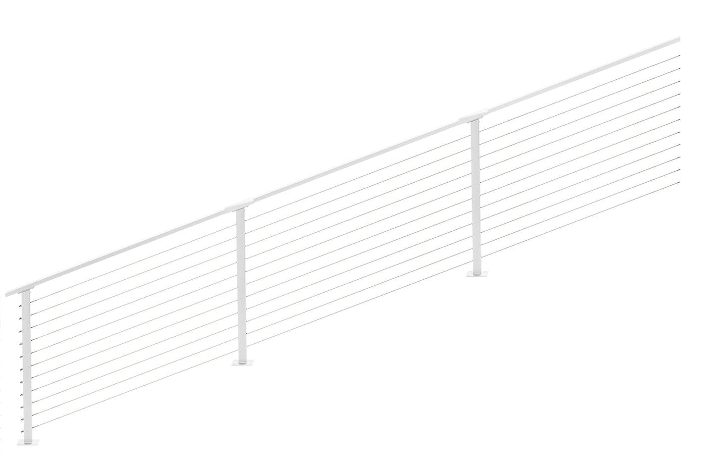 22 ft. Stair Cable Railing, 36 in. Base Mount in White