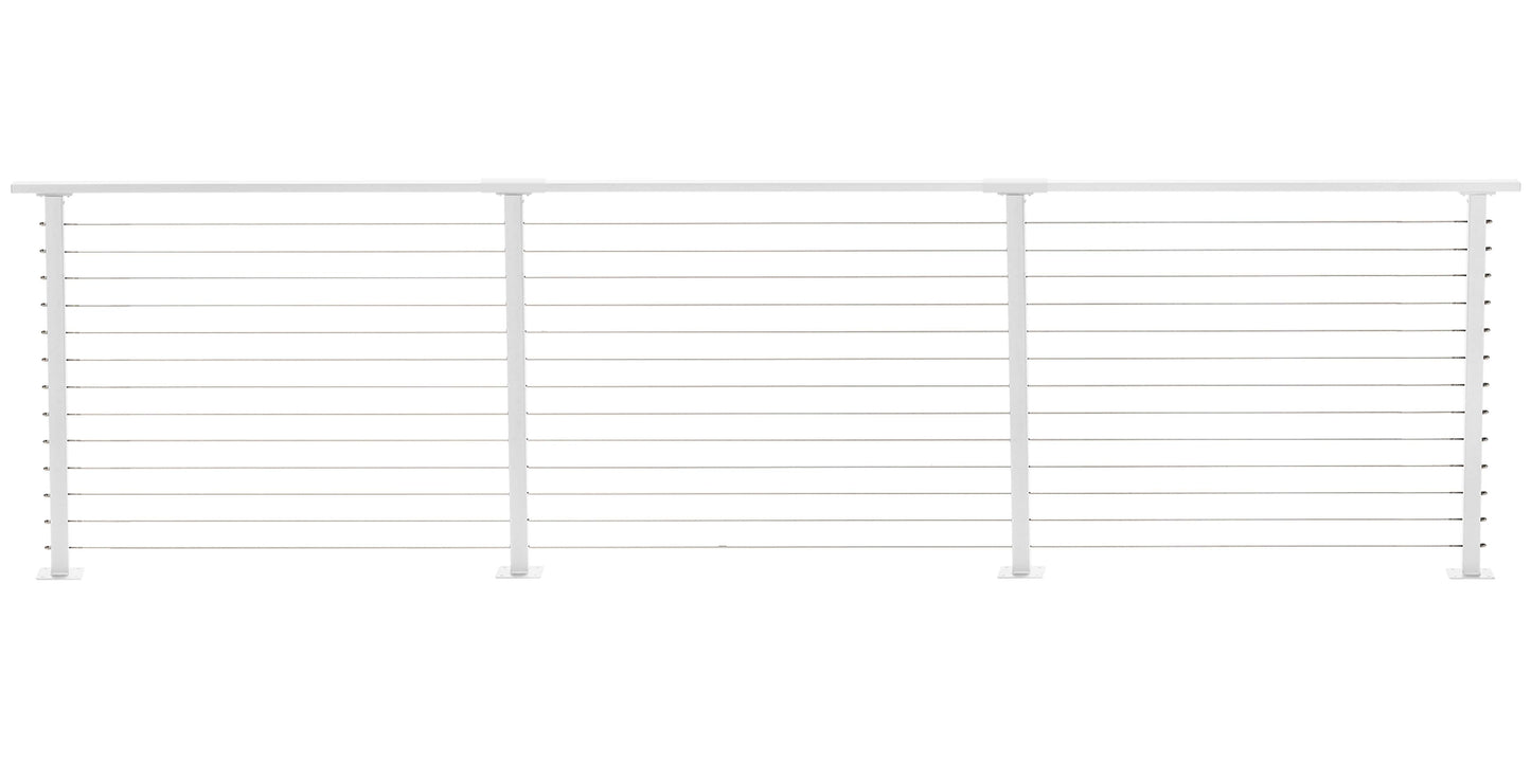18 ft. Deck Cable Railing, 42 in. Base Mount, White , Stainless