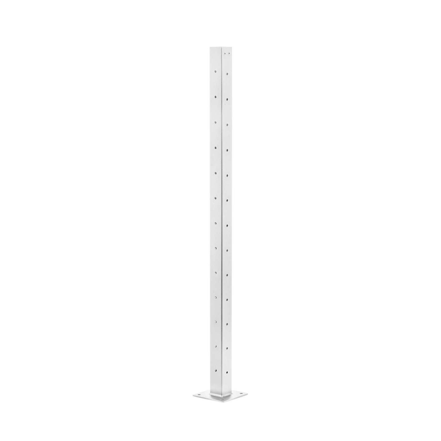 42", Base Mount, Corner, Stainless Post, White