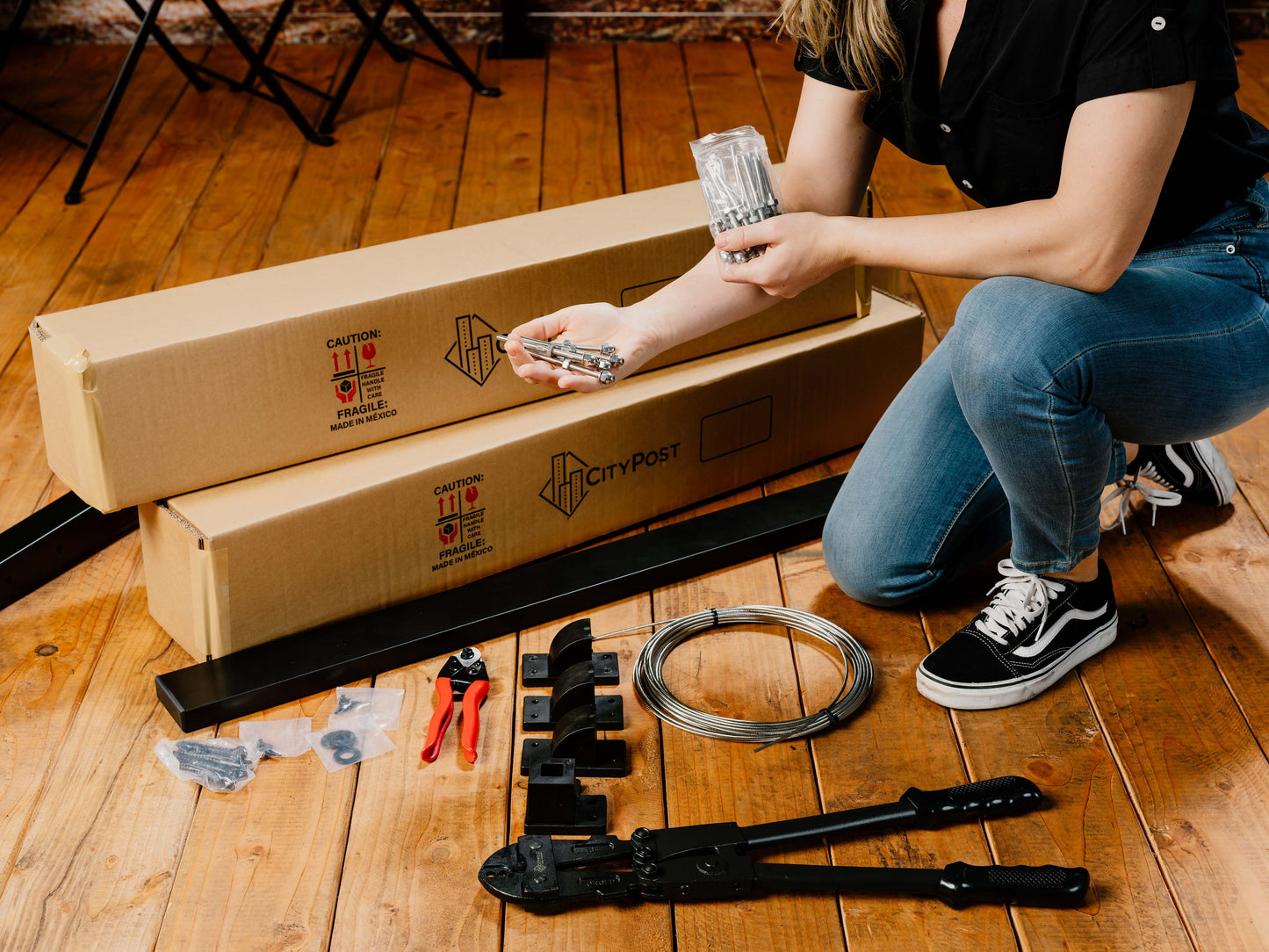 9 ft. Stair Cable Railing in Grey