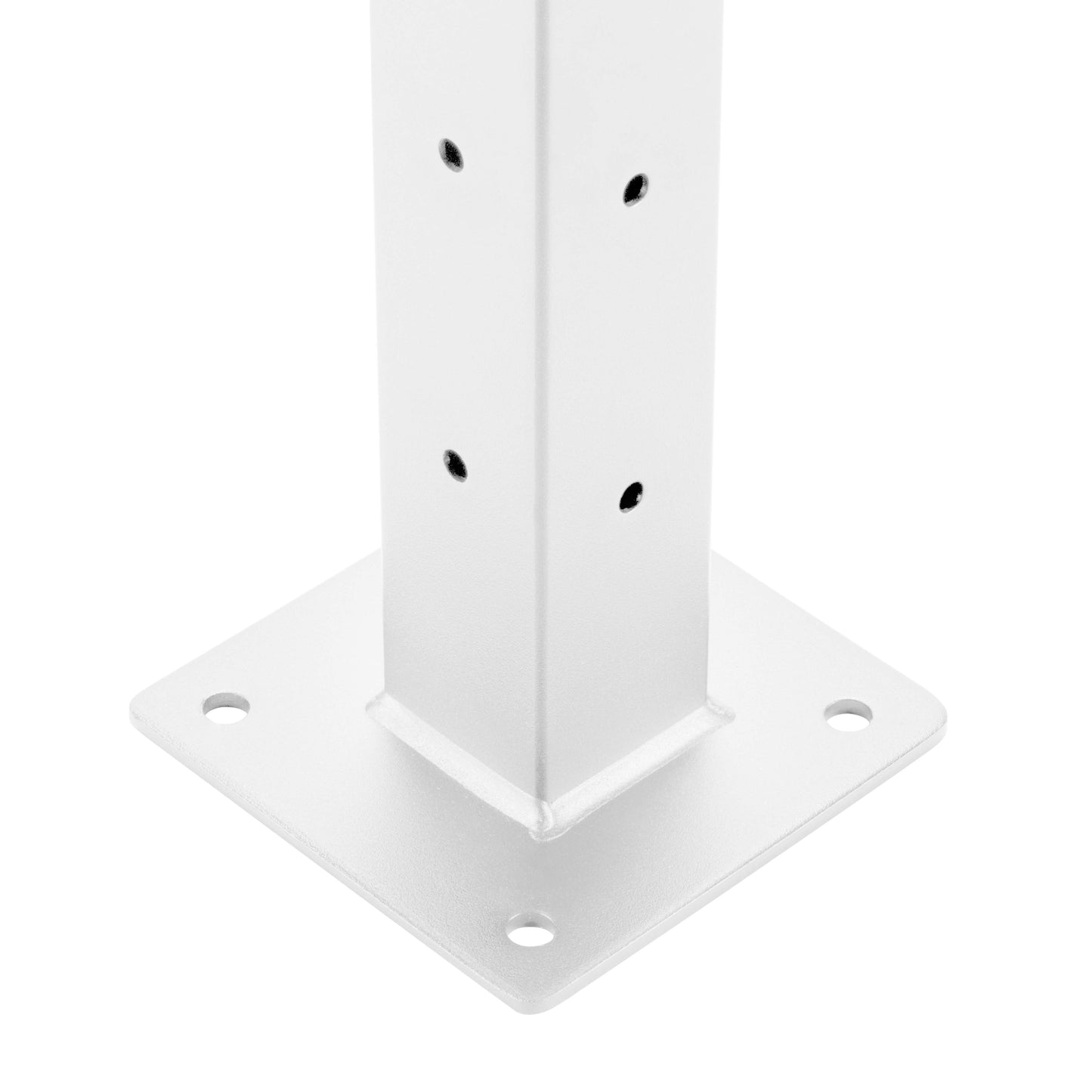 36", Base Mount, Corner, Zinc Post, White