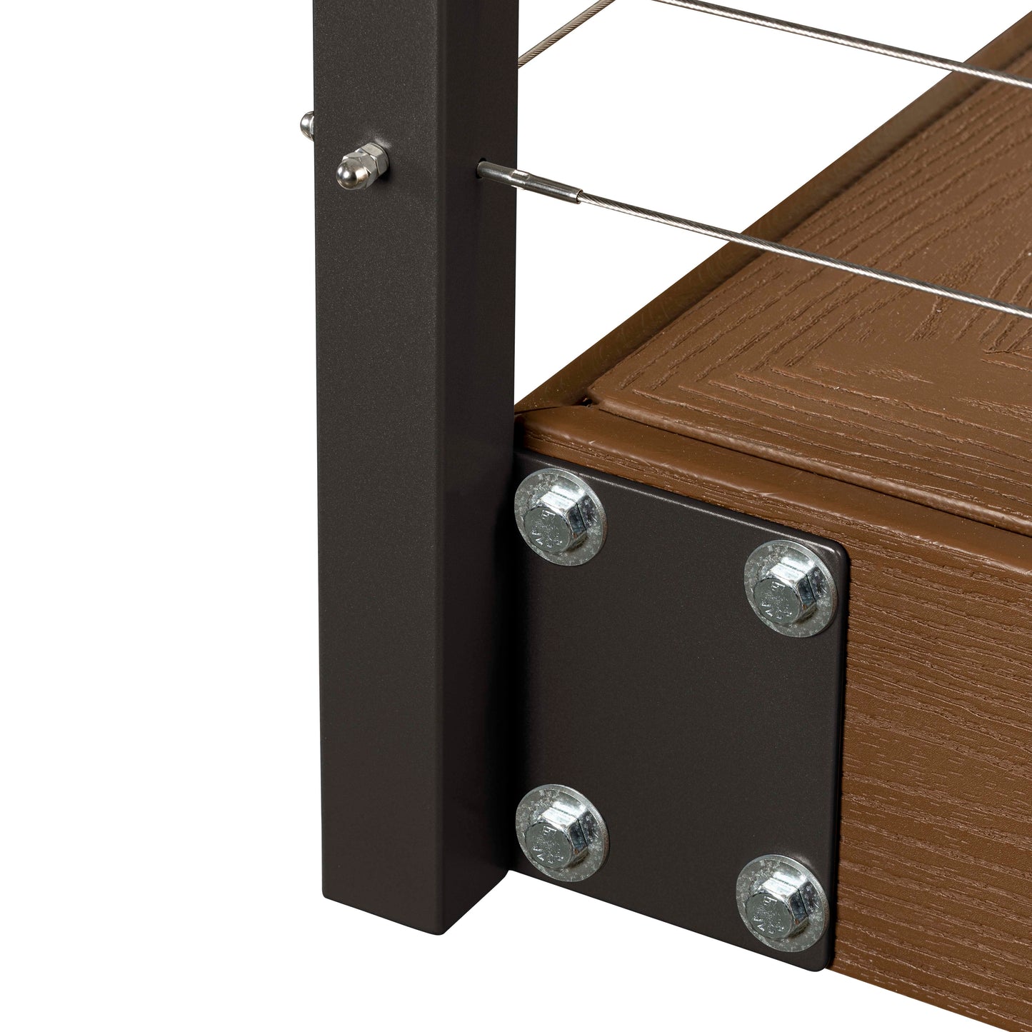 42", Fascia Mount, Corner, Stainless Post, Bronze