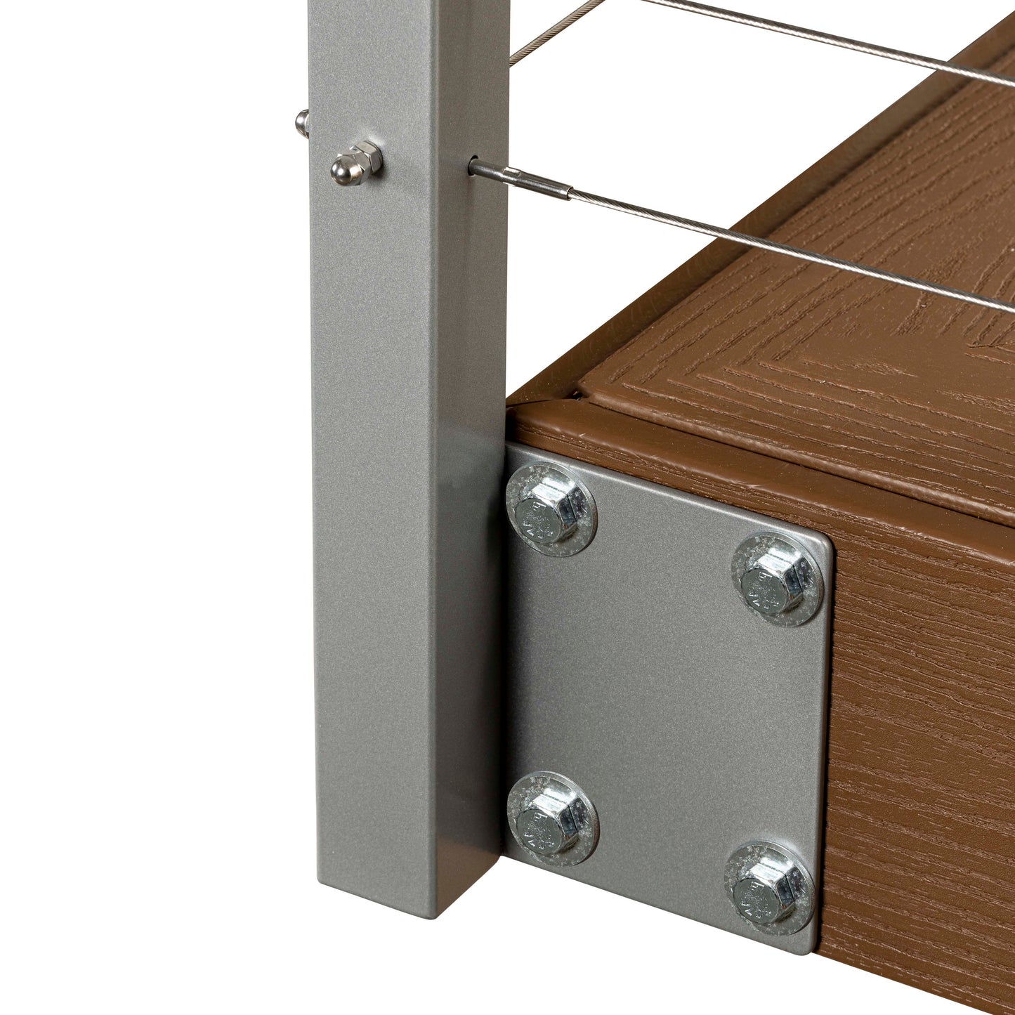 42", Fascia Mount, Corner, Zinc Post, Grey