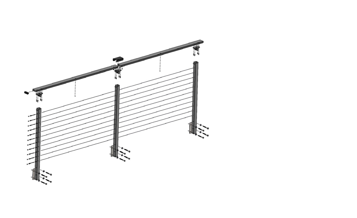 12 ft. Deck Cable Railing, 42 in. Face Mount, Grey