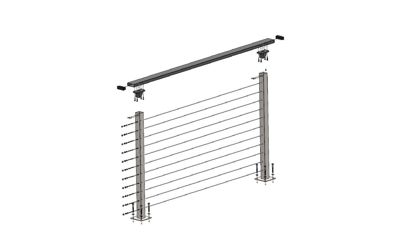 6 ft. Deck Cable Railing, 42 in. Base Mount, Grey