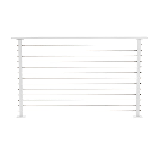 6 ft. Deck Cable Railing, 36 in. Base Mount, White , Stainless