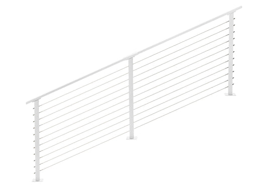 9 ft. Stair Cable Railing in White , Stainless