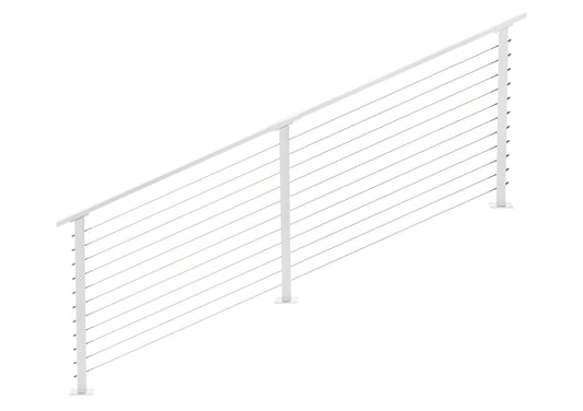 7 ft. Stair Cable Railing, 36 in. Base Mount in White