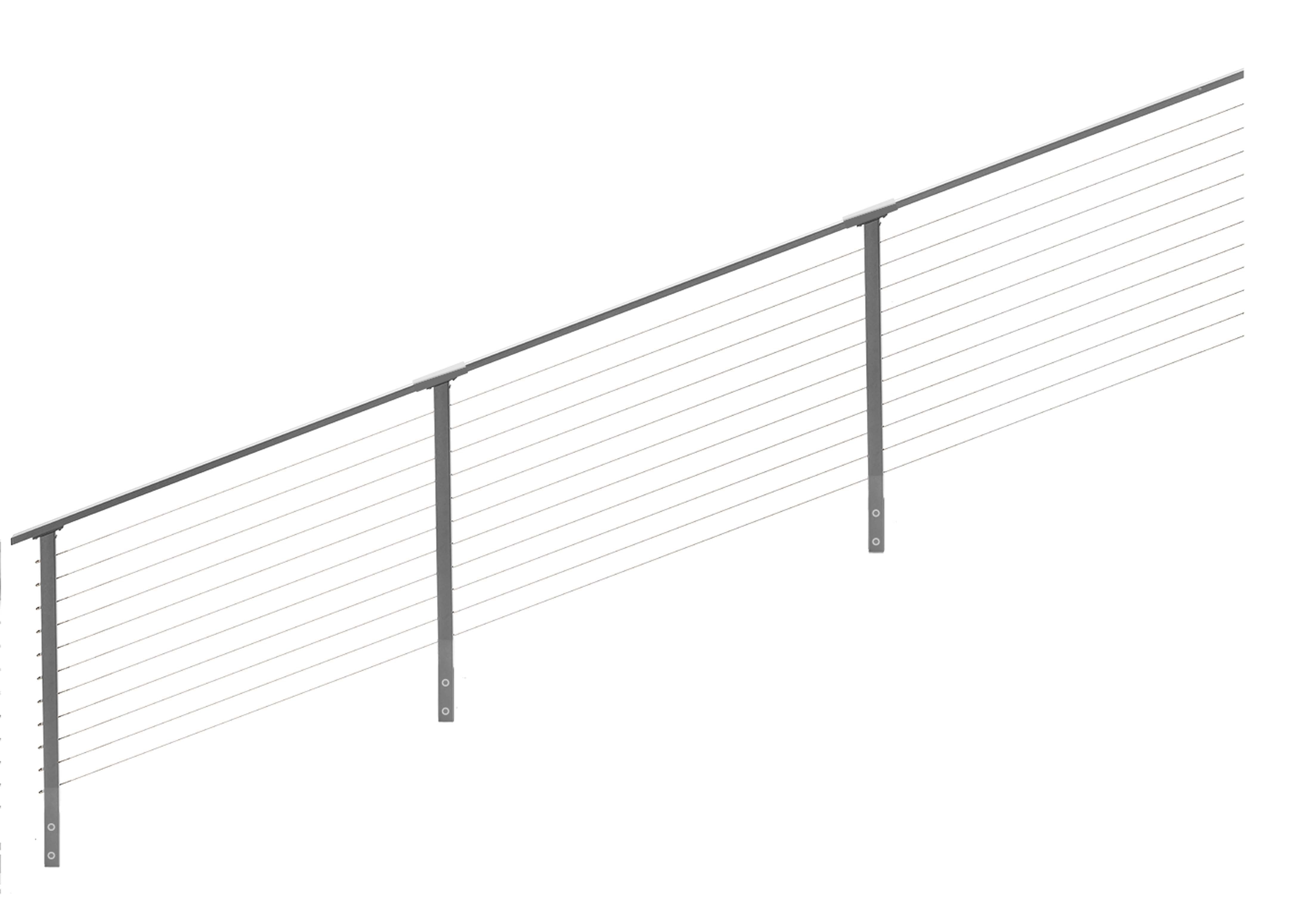 24 ft. x 36 in. Grey Stair Cable Railing, Face Mount , Stainless ...