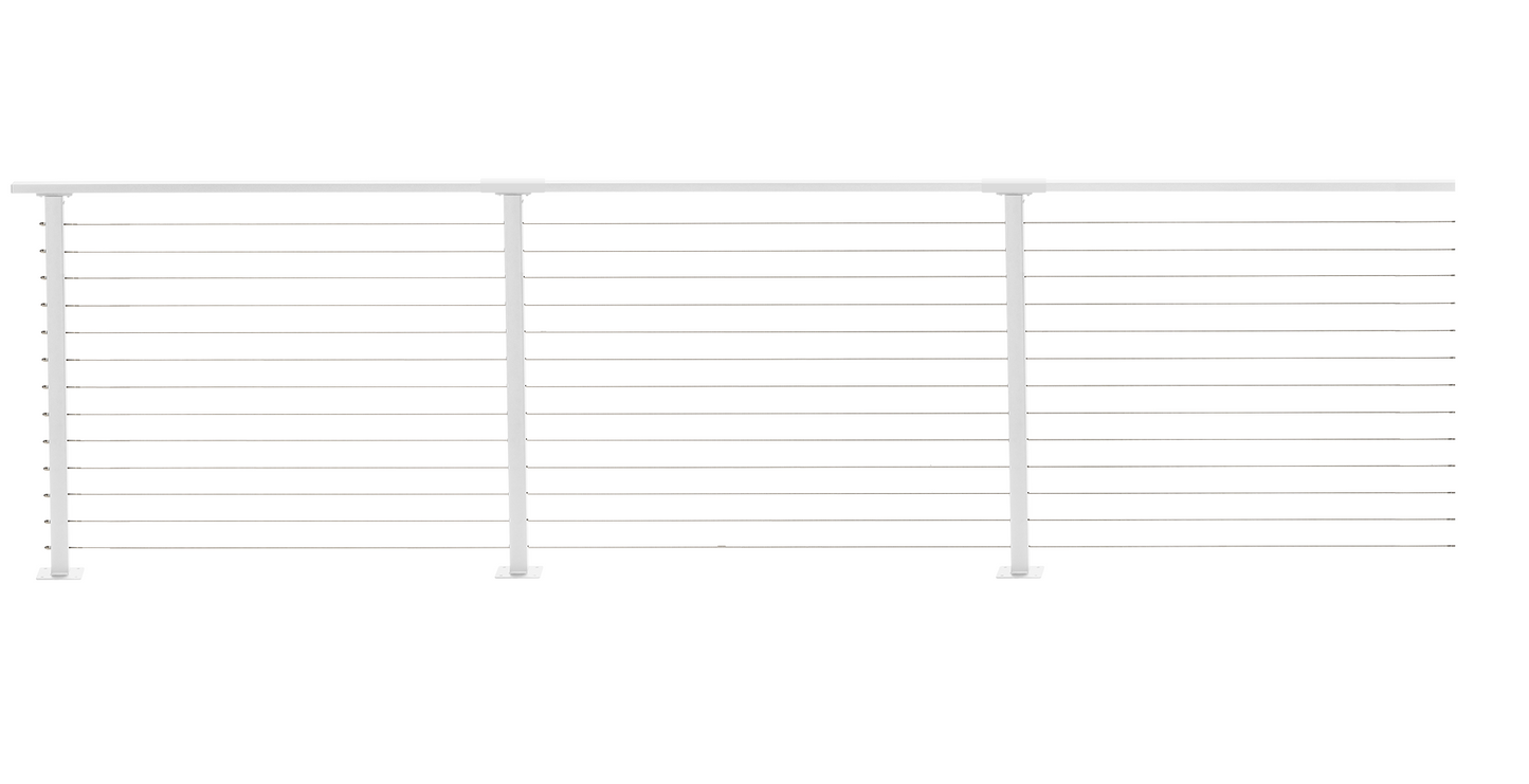 67 ft. x 42 in. White Deck Cable Railing, Base Mount