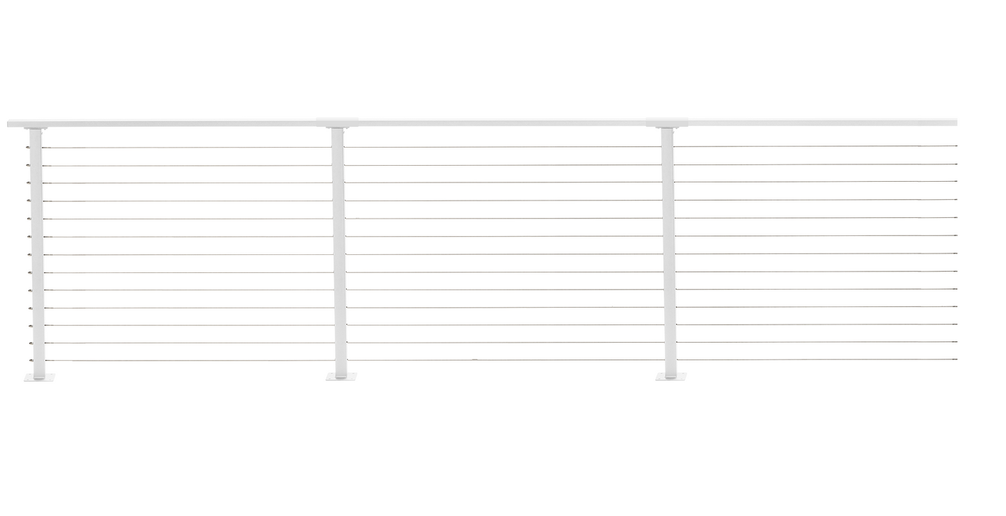 62 ft. x 42 in. White Deck Cable Railing, Base Mount