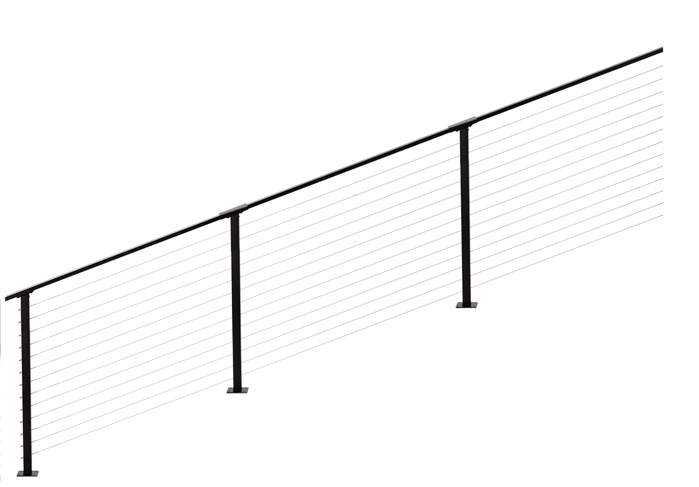 27 ft. Stair Cable Railing, 42 in. Base Mount, Black , Stainless ...