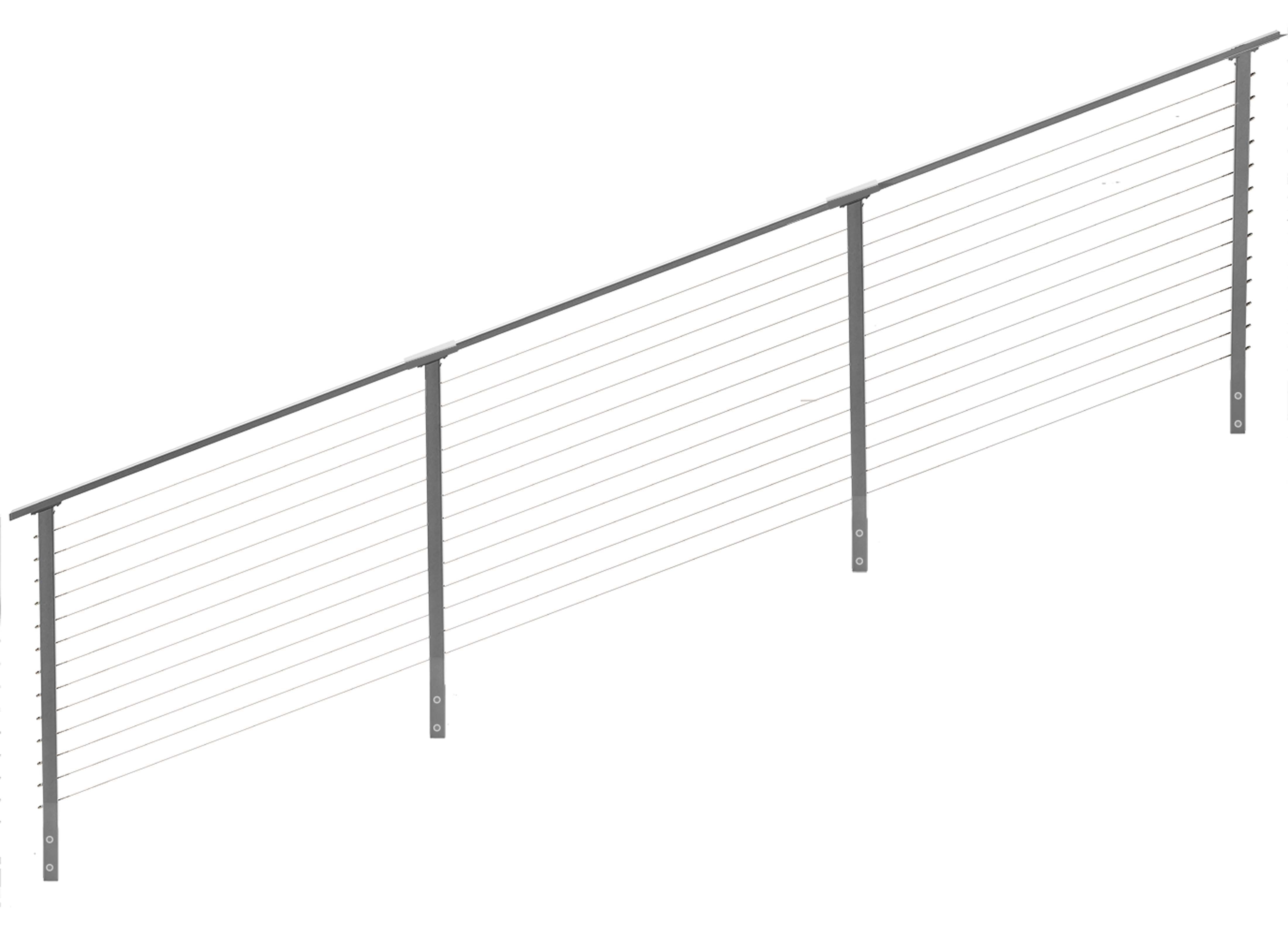 Grey Cable Railing 16 ft. Stair Cable Railing, 42 in. Face Mount, Grey , Stainless ...