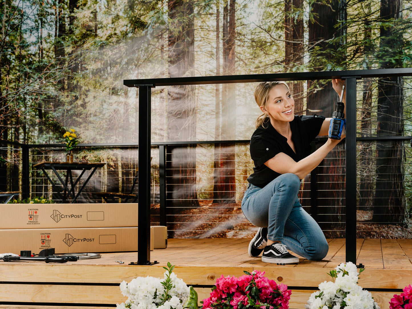 16 ft. Deck Cable Railing in Black , Stainless