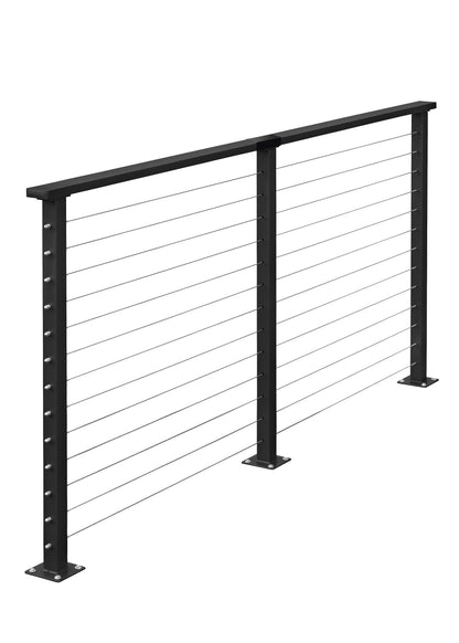 11 ft. Deck Cable Railing, 42 in. Base Mount, Black , Stainless