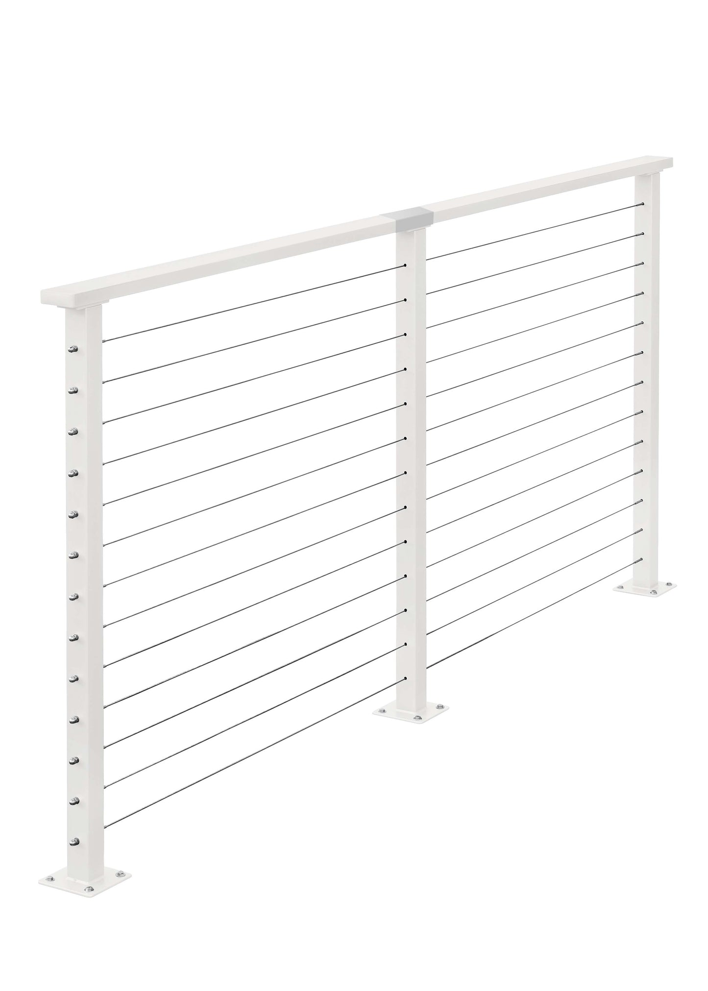 12 ft. Deck Cable Railing, 42 in. Base Mount, White , Stainless