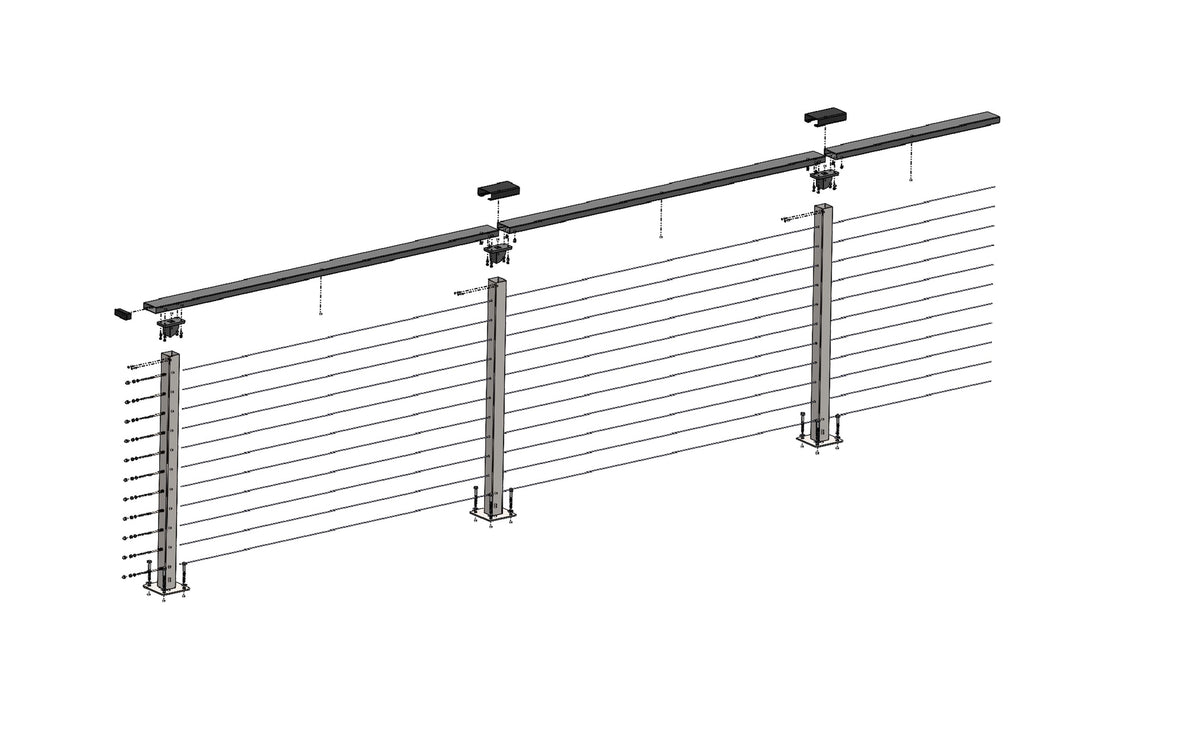 2469 Railing 24 ft. Deck Cable Railing, Black , Stainless – CityPost Cable Railing