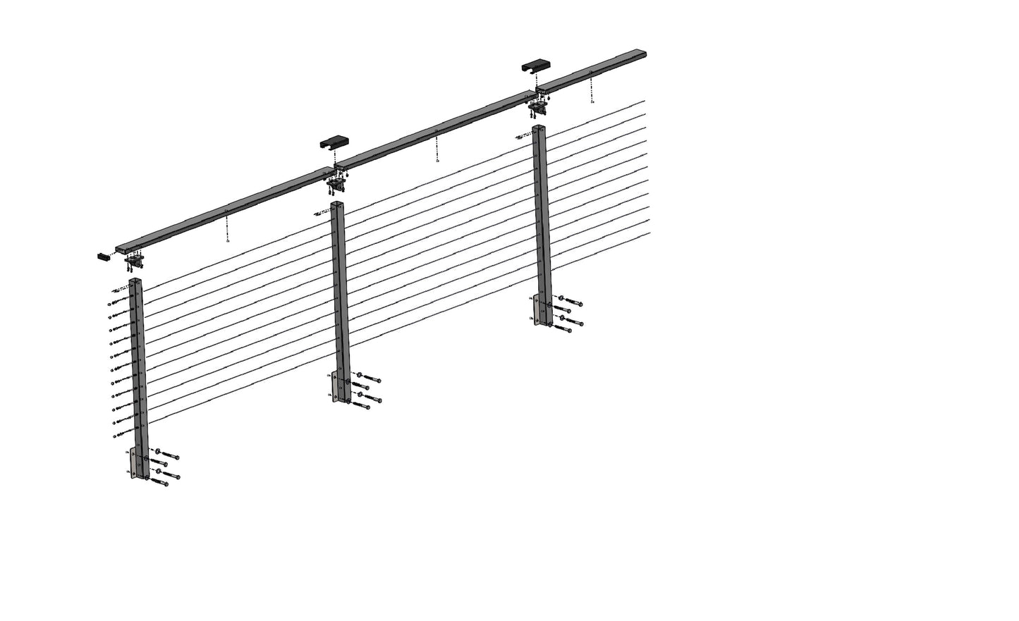 36 ft. x 42 in. Grey Deck Cable Railing, Face Mount