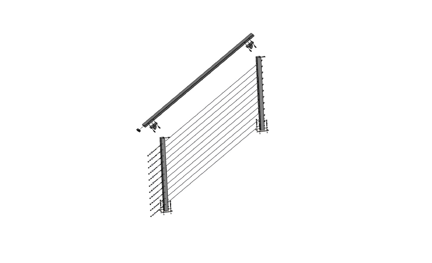 6 ft. Stair Cable Railing, 36 in. Base Mount, Grey , Stainless