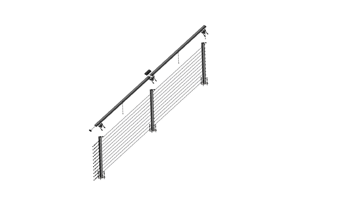 10 ft. Stair Cable Railing, 42 in. Base Mount, Grey