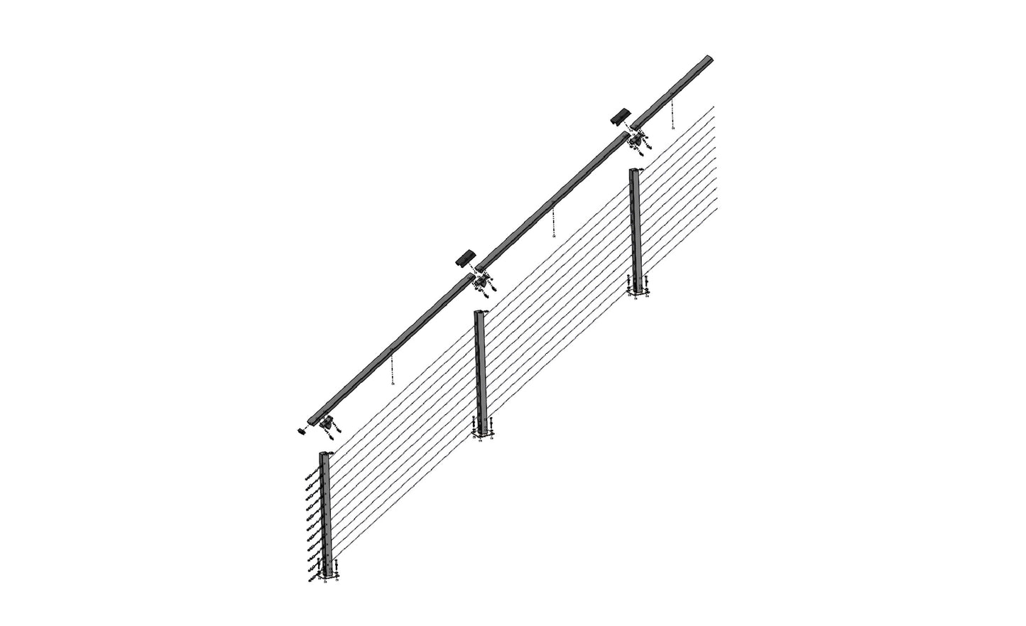 24 ft. Stair Cable Railing, 42 in. Base Mount, Black