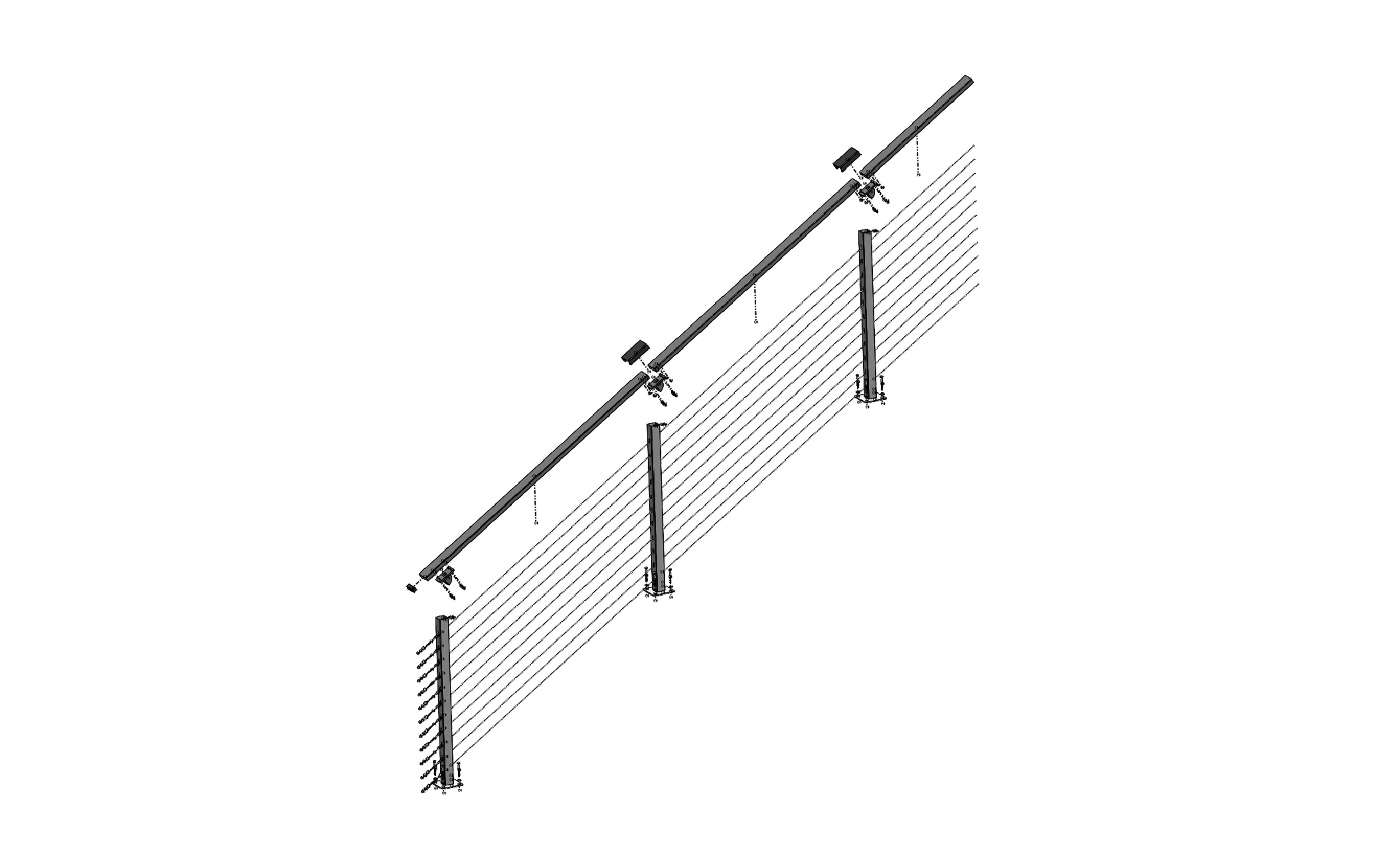 17 ft. Stair Cable Railing, 42 in. Base Mount, Black – CityPost Cable ...
