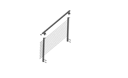 6 ft. Stair Cable Railing, 42 in. Face Mount, Black , Stainless