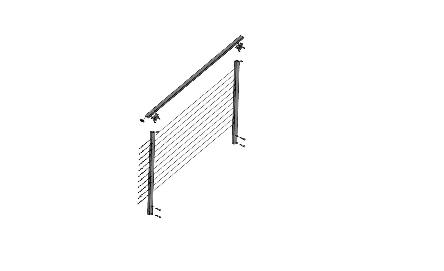 6 ft. Stair Cable Railing, 42 in. Face Mount, Grey , Stainless